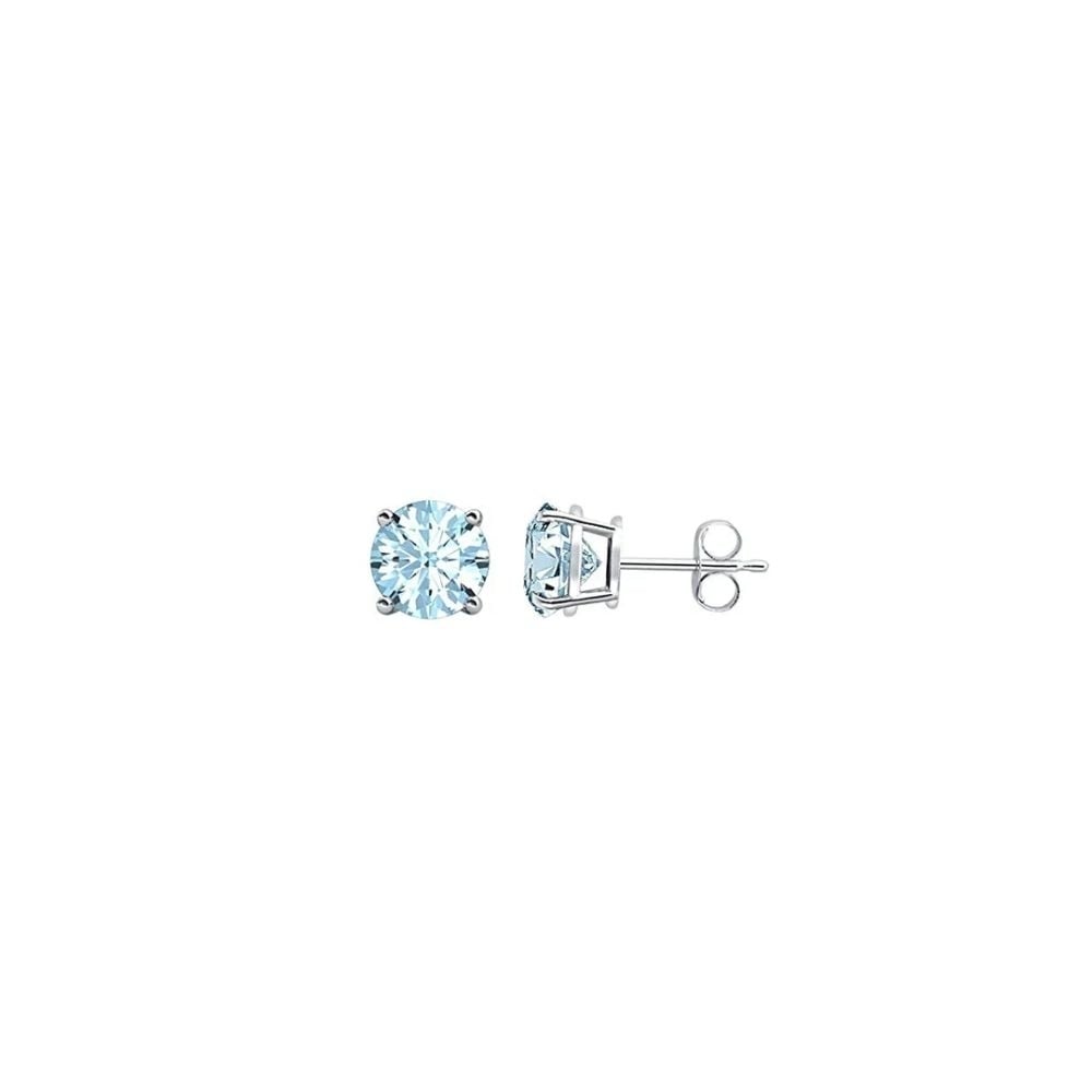 Paris Jewelry 18K White Gold 1 Carat Created Round Sapphire Birthstone Stud Earrings All Colors Plated Image 1