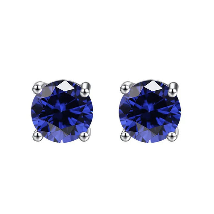 Paris Jewelry 18K White Gold 1 Carat Created Round Sapphire Birthstone Stud Earrings All Colors Plated Image 9