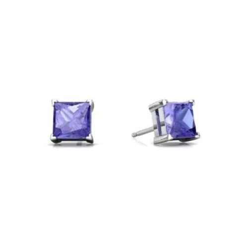 Paris Jewelry 18K White Gold 1 Carat Created Princess Sapphire Birthstone Stud Earrings All Colors Plated Image 12