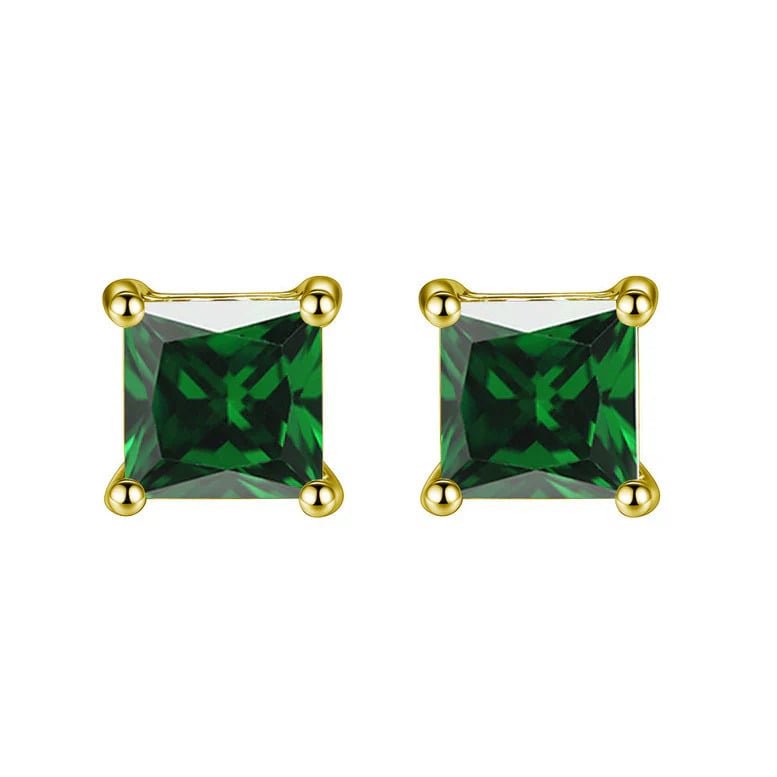 Paris Jewelry 18K Yellow Gold 1 Carat Created Princess Sapphire Birthstone Stud Earrings All Colors Plated Image 4