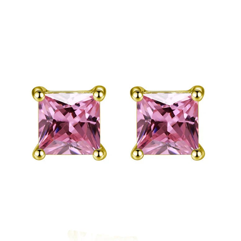 Paris Jewelry 18K Yellow Gold 1 Carat Created Princess Sapphire Birthstone Stud Earrings All Colors Plated Image 10