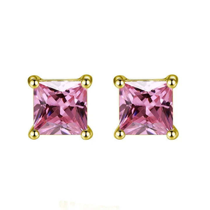 Paris Jewelry 18K Yellow Gold 1 Carat Created Princess Sapphire Birthstone Stud Earrings All Colors Plated Image 10