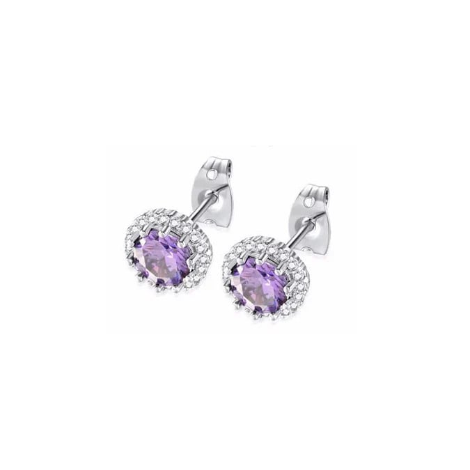 Paris Jewelry 18k White Gold 1 Carat Created Halo Round Sapphire Birthstone Stud Earrings All Colors Plated Image 2