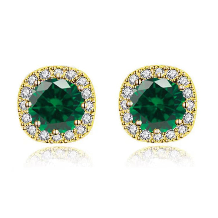 Paris Jewelry 18k Yellow Gold 1 Carat Created Halo Round Sapphire Birthstone Stud Earrings All Colors Plated Image 4