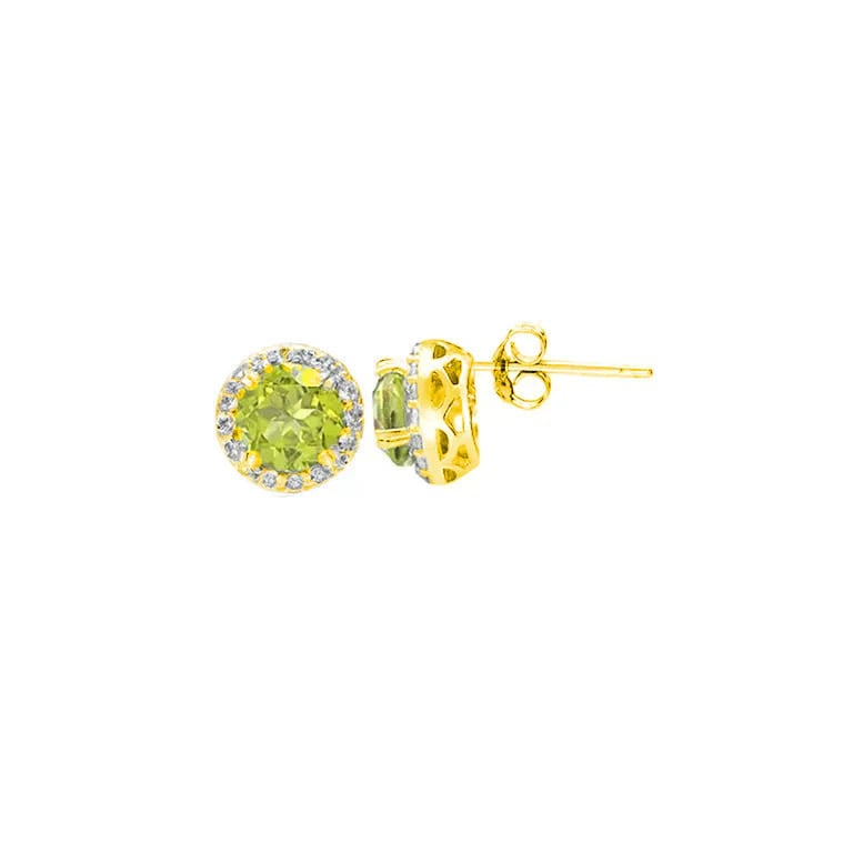 Paris Jewelry 18k Yellow Gold 1 Carat Created Halo Round Sapphire Birthstone Stud Earrings All Colors Plated Image 7