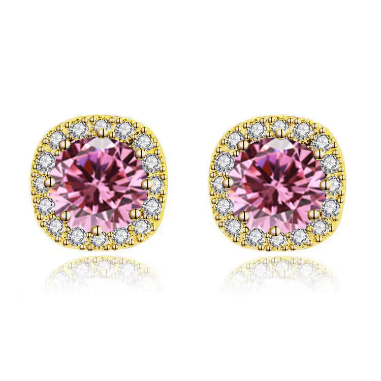 Paris Jewelry 18k Yellow Gold 1 Carat Created Halo Round Sapphire Birthstone Stud Earrings All Colors Plated Image 9