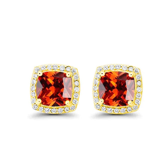 Paris Jewelry 18k Yellow Gold 1 Carat Created Halo Princess Sapphire Birthstone Stud Earrings All Colors Plated Image 7