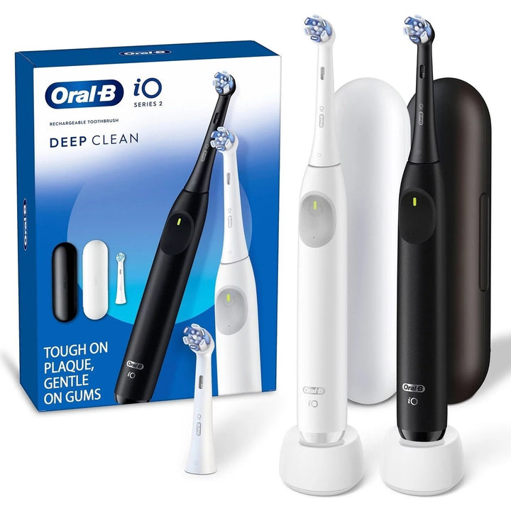 Oral-B iO Series 2 Electric Toothbrush Pure White and Night Black 2 Ct 3 Heads Image 1