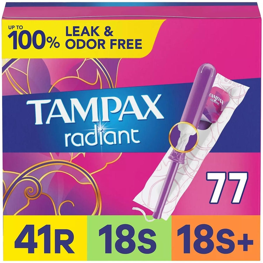 Tampax Radiant Tampons Trio Pack Unscented 77 Count Image 1