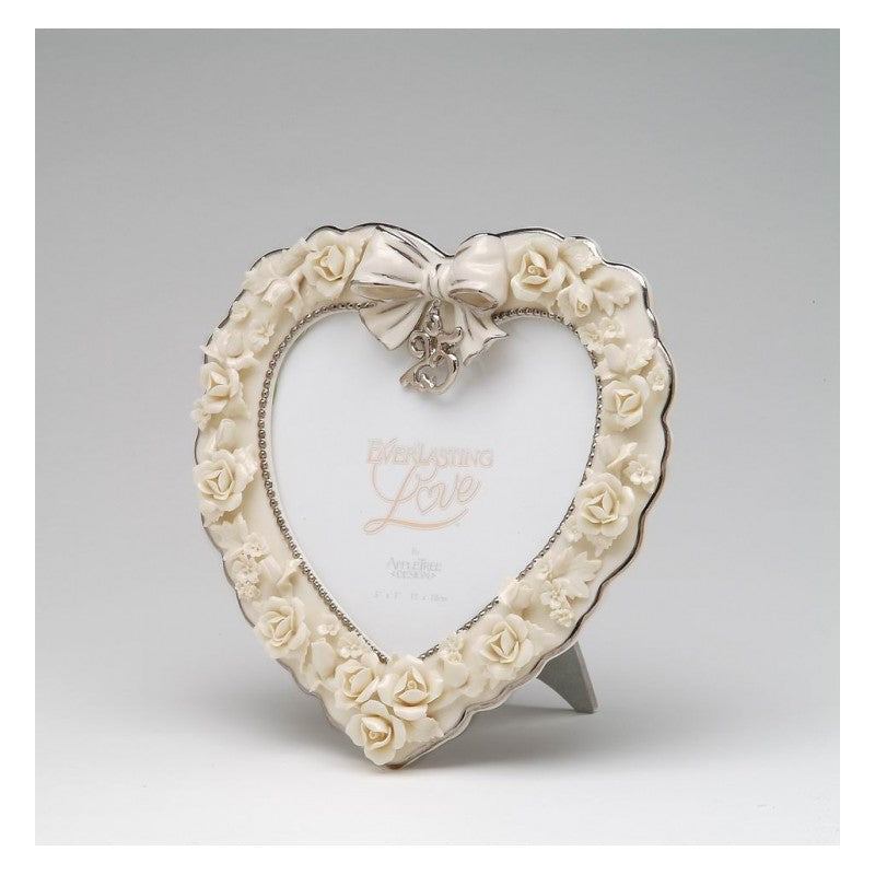 Ceramic 25th Wedding Anniversary - Rose Flower 5" x 7" Photo Frame , Image 3