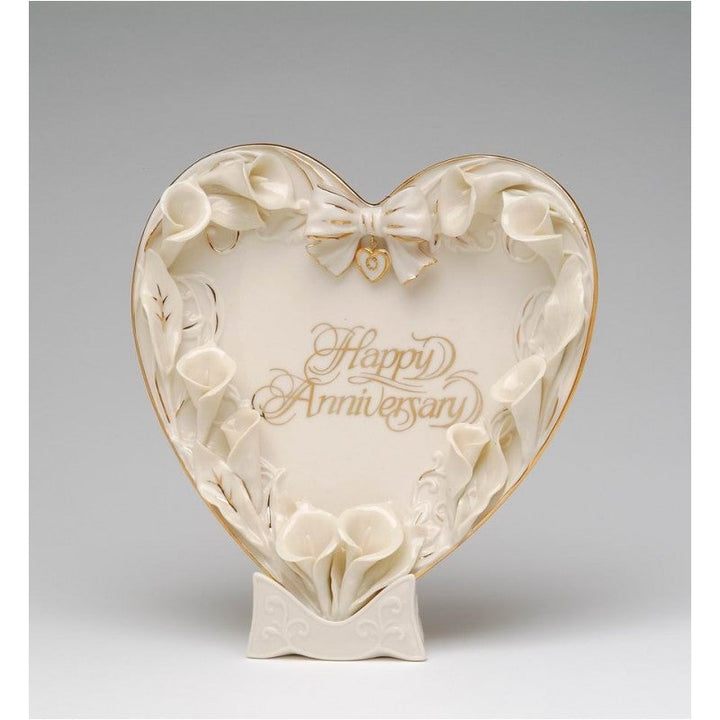 Happy Anniversary - Ceramic Cala Lily Flower Heart Plate and Stand , Image 3