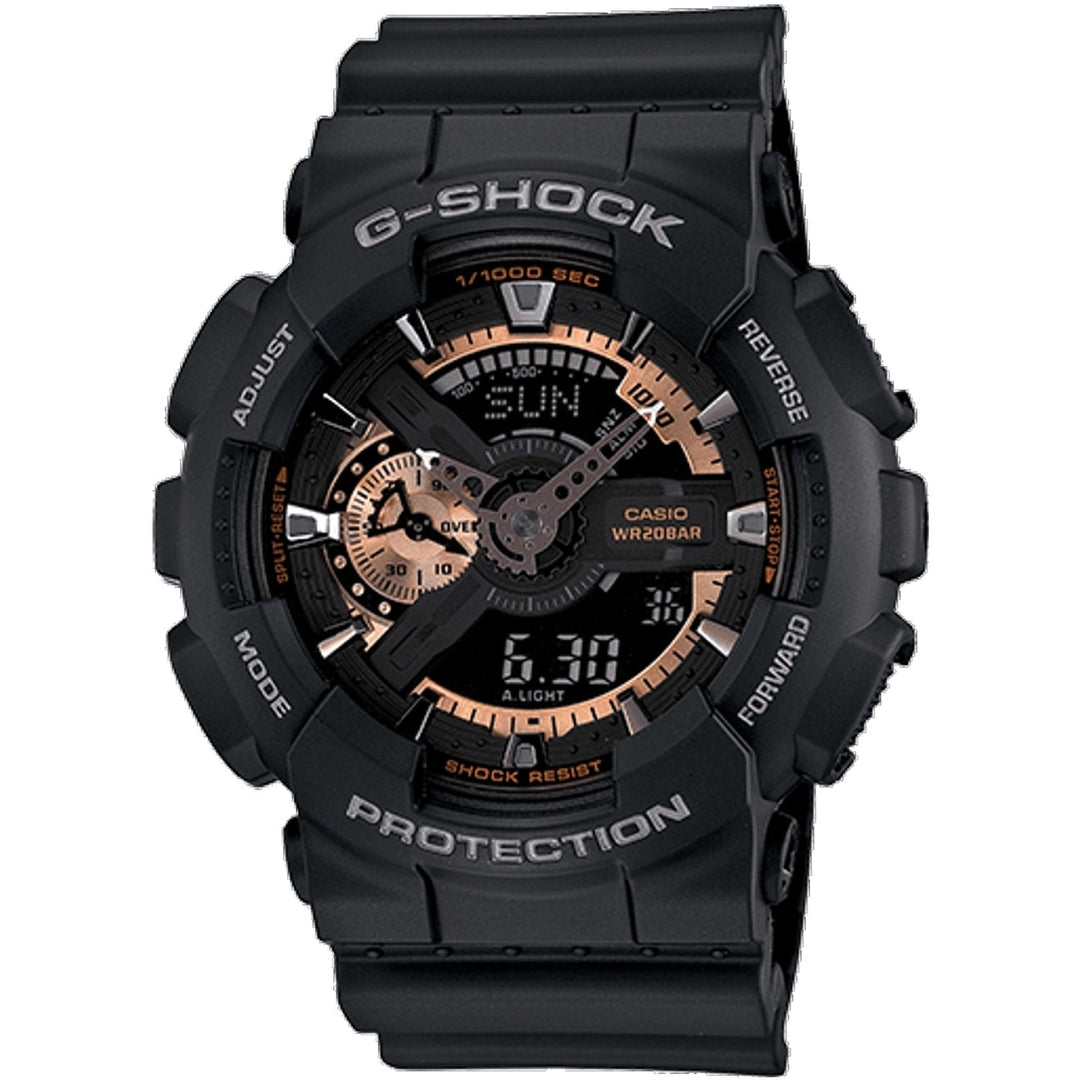 Casio Mens G-Shock GA-110 Series Black Dial Watch - GA110RG-1A Image 1