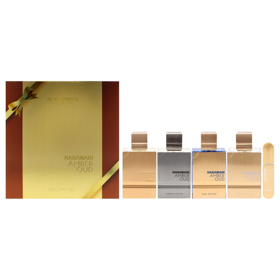 Al Haramain Amber Oud Collection by Al Haramain for Unisex - 4 Pc Gift Set 4 x 2oz EDP Spray Gold Bleu White Carbon Image 1