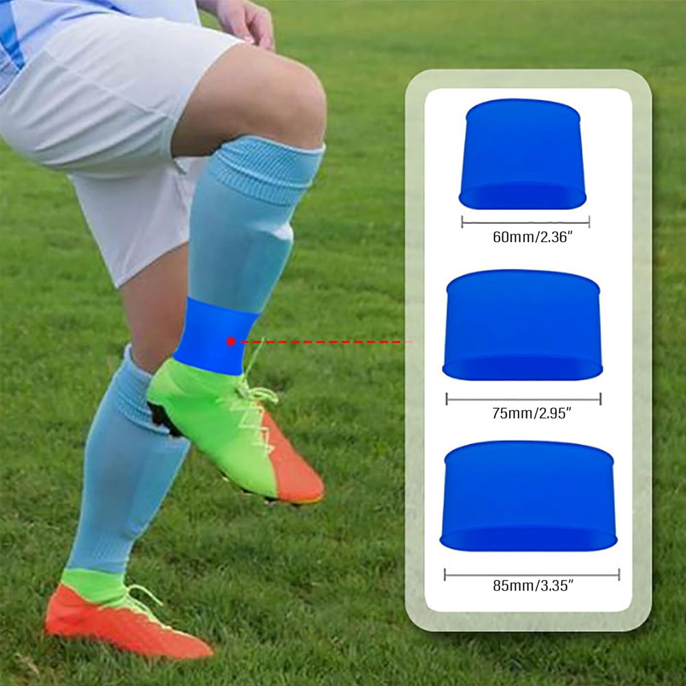 GOMOREON 1Pair Football Shin Guard Straps Silicone Soccer Leg Bands for Adults Kids Non-Slip Elastic for Gym Athletics Image 2