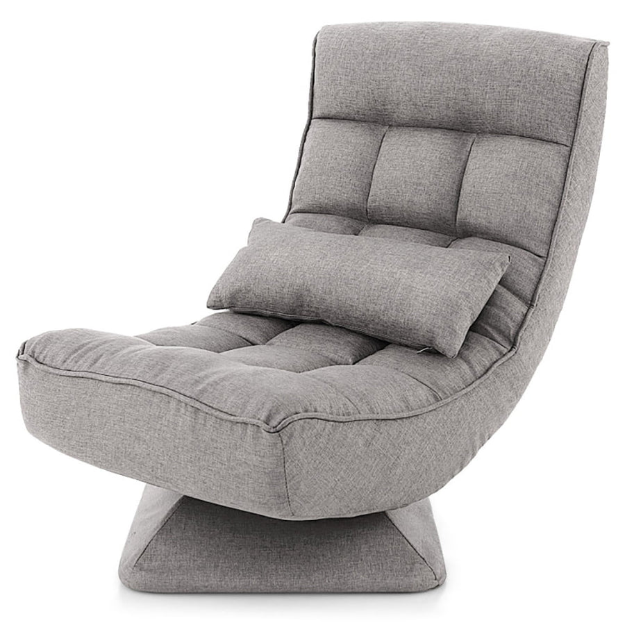 Hommoo 5-Level Adjustable 360 Swivel Floor Chair with Massage Pillow-Gray Image 1