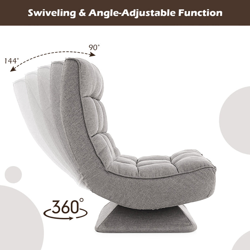 Hommoo 5-Level Adjustable 360 Swivel Floor Chair with Massage Pillow-Gray Image 2