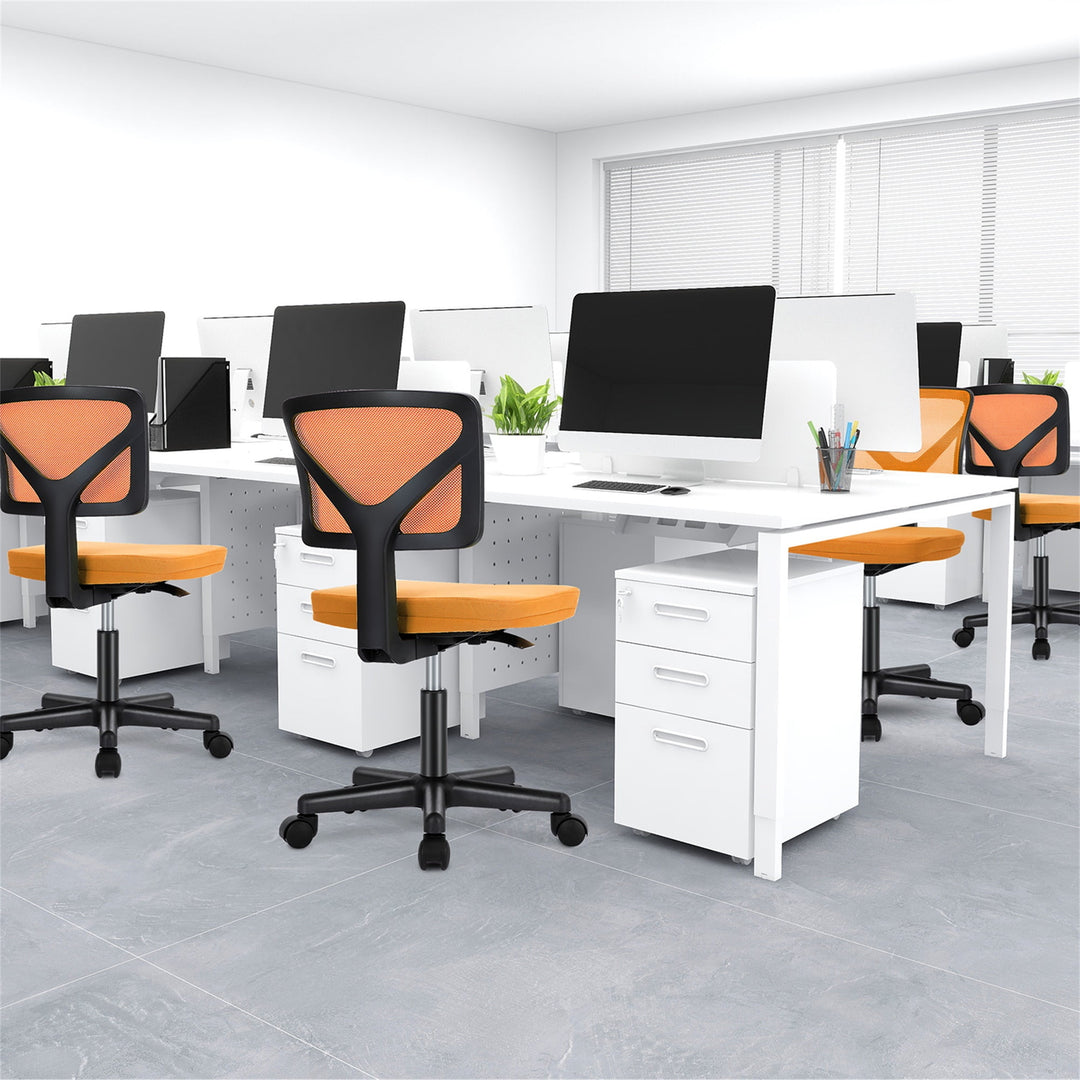 Hommoo Office Computer Desk Chair Ergonomic Low Back Mesh Rolling Work Swivel Chair with Wheels Armless Orange Image 1