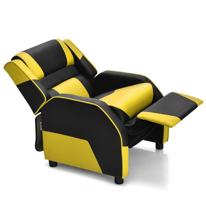 Hommoo Kids Youth PU Leather Gaming Sofa Recliner with Headrest and Footrest-Yellow Kids Chairs for Kids Image 1