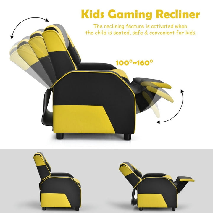 Hommoo Kids Youth PU Leather Gaming Sofa Recliner with Headrest and Footrest-Yellow Kids Chairs for Kids Image 4