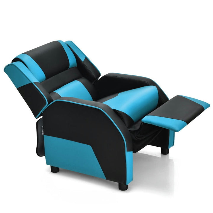 Hommoo Kids Youth PU Leather Gaming Sofa Recliner with Headrest and Footrest-Blue Kids Chairs for Kids Image 4