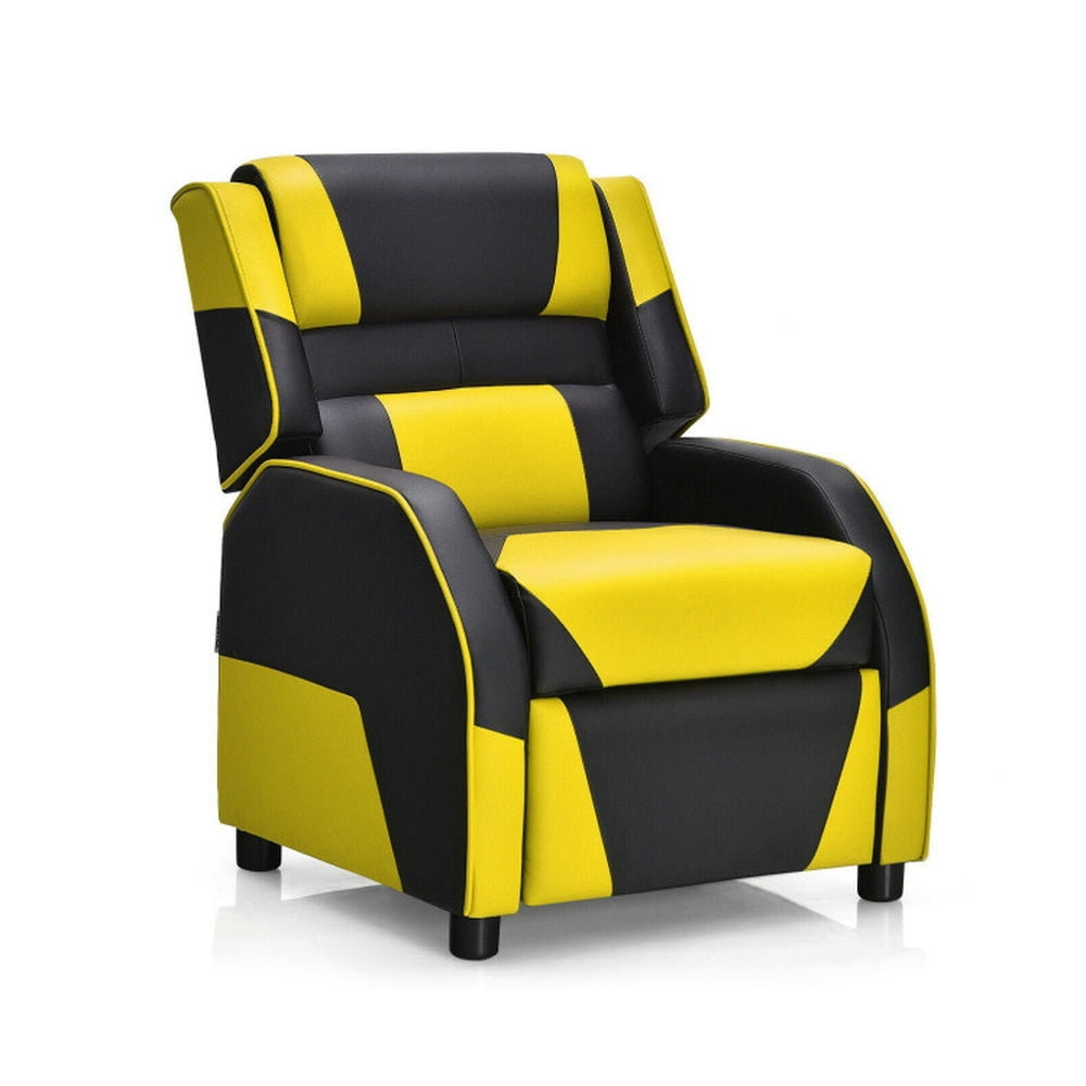 Hommoo Kids Youth PU Leather Gaming Sofa Recliner with Headrest and Footrest-Yellow Kids Chairs for Kids Image 6