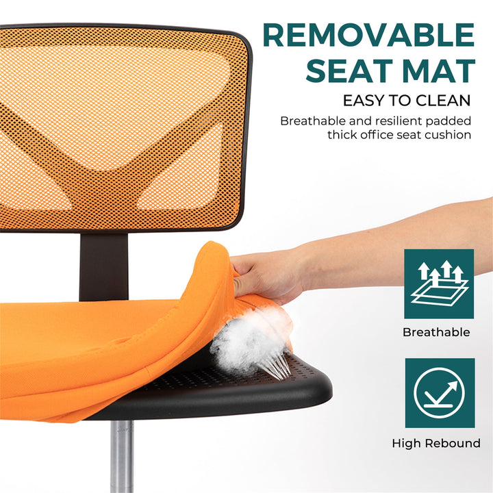 Hommoo Office Computer Desk Chair Ergonomic Low Back Mesh Rolling Work Swivel Chair with Wheels Armless Orange Image 4