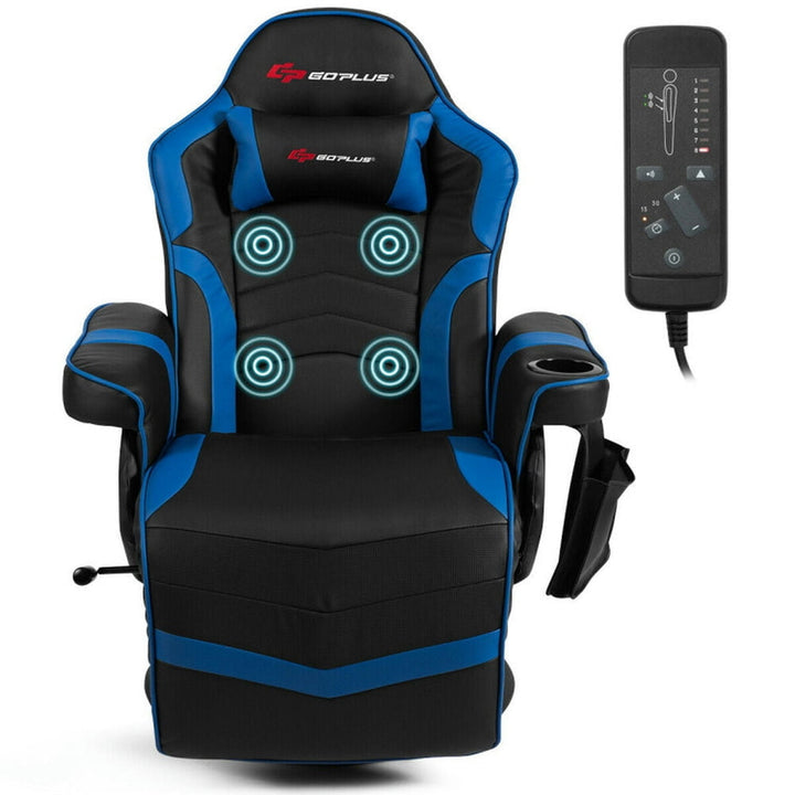 Hommoo Gaming Chair Computer Chair Office Chair Ergonomic High Back Massage Gaming Chair with Pillow-Blue Image 1