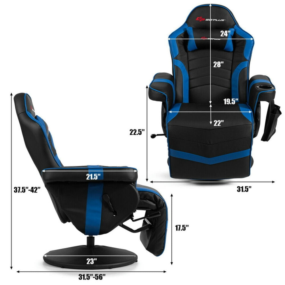 Hommoo Gaming Chair Computer Chair Office Chair Ergonomic High Back Massage Gaming Chair with Pillow-Blue Image 2