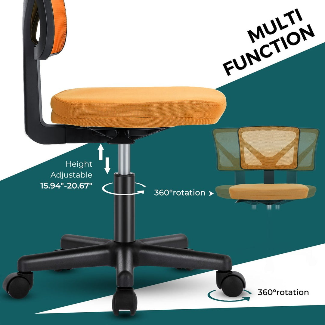 Hommoo Office Computer Desk Chair Ergonomic Low Back Mesh Rolling Work Swivel Chair with Wheels Armless Orange Image 7