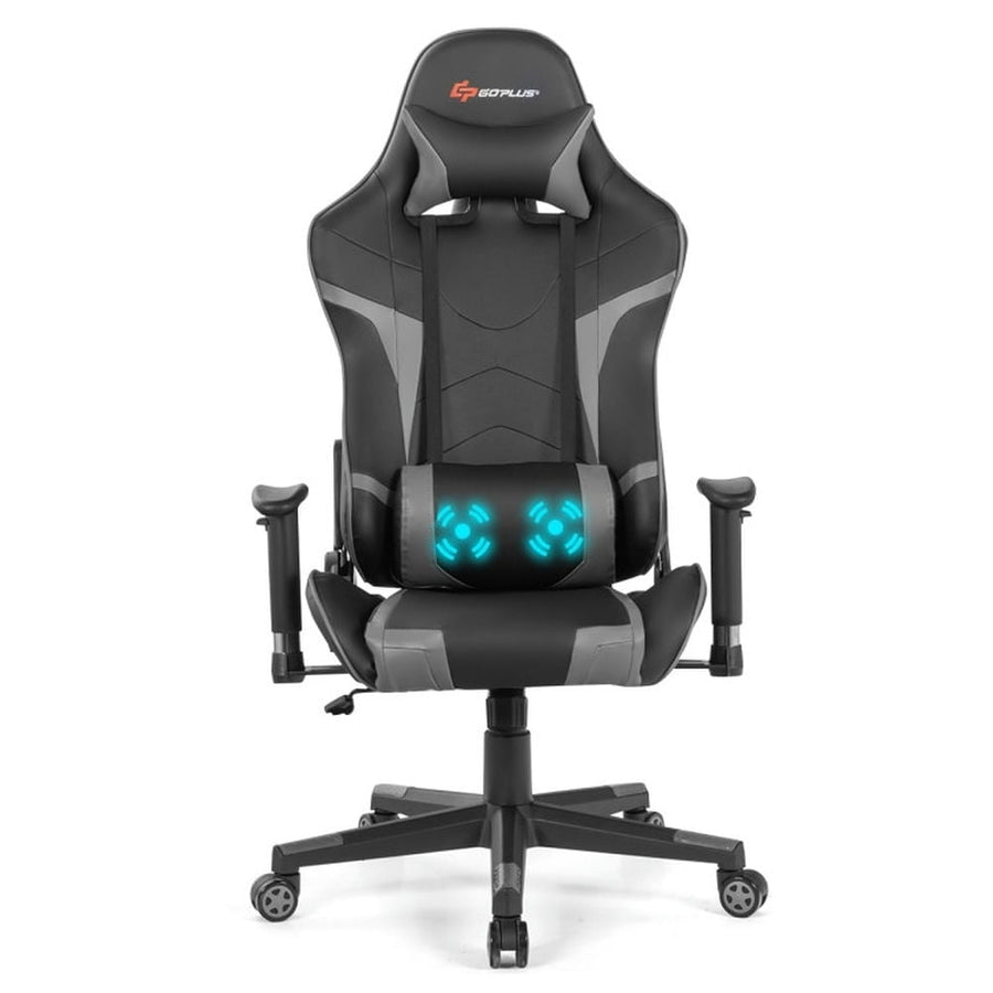 Hommoo Gaming Chair Computer Chair Office Chair Reclining Swivel Massage Gaming Chair with Lumbar Support-Gray Image 1