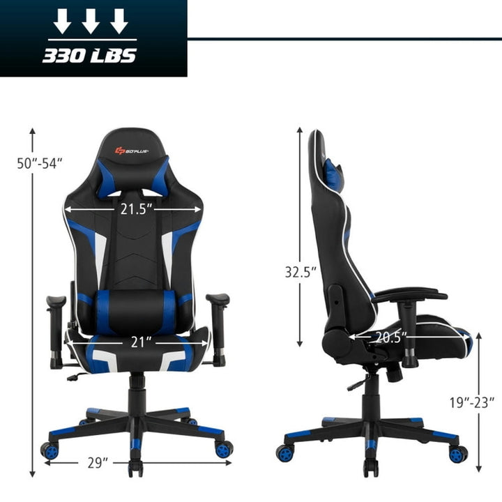 Hommoo Gaming Chair Computer Chair Office Chair Reclining Swivel Massage Gaming Chair with Lumbar Support-Blue Image 6