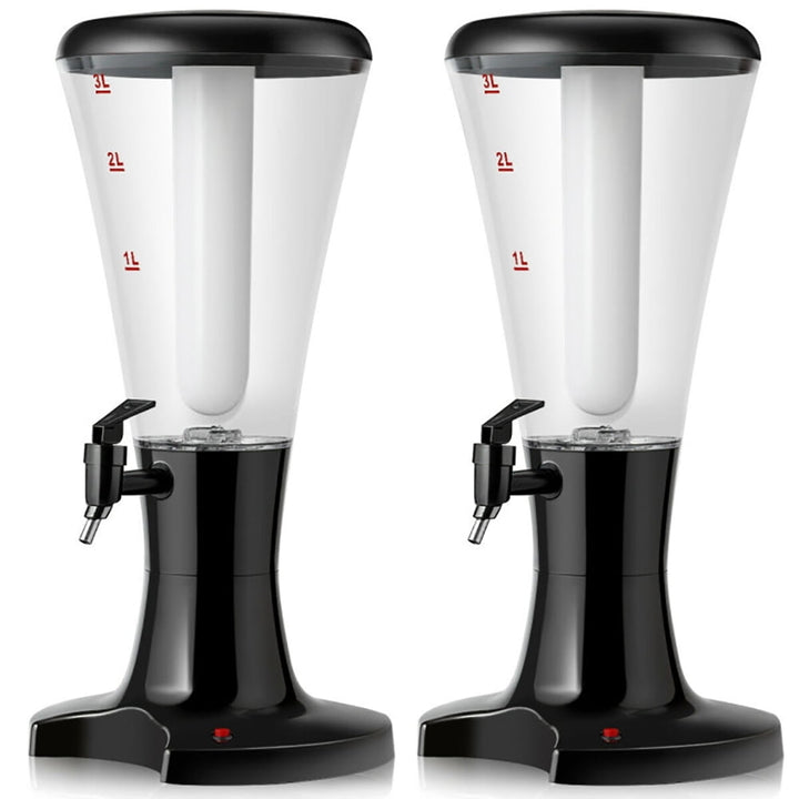 Hommoo Set of 2 3L Draft Beer Tower Dispenser with LED Lights Beer Tower Dispenser Drink Dispenser for Kitchen Party Image 1