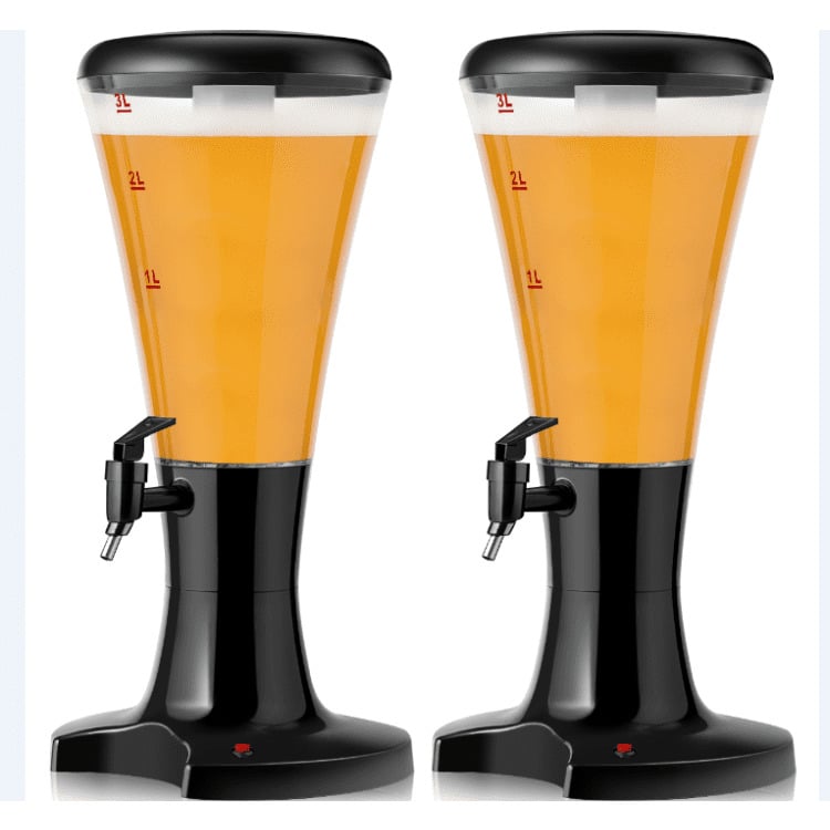 Hommoo Set of 2 3L Draft Beer Tower Dispenser with LED Lights Beer Tower Dispenser Drink Dispenser for Kitchen Party Image 4