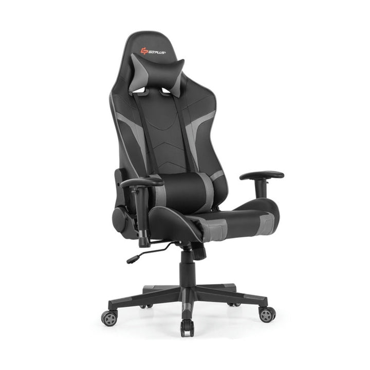 Hommoo Gaming Chair Computer Chair Office Chair Reclining Swivel Massage Gaming Chair with Lumbar Support-Gray Image 4