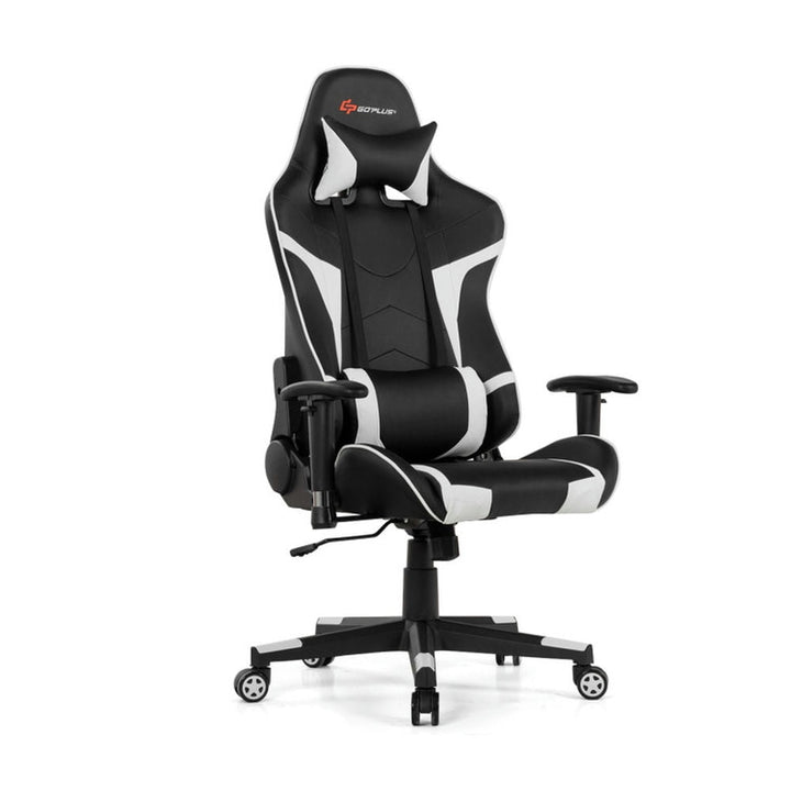 Hommoo Gaming Chair Computer Chair Office Chair Reclining Swivel Massage Gaming Chair with Lumbar Support-White Image 3