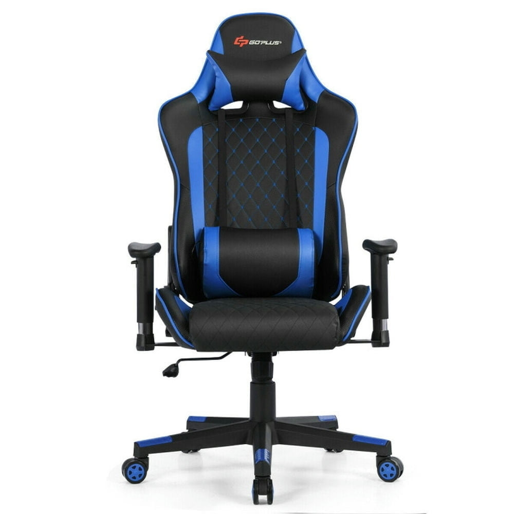 Hommoo Gaming Chair Computer Chair Office Chair Massage Gaming Chair with Lumbar Support and Headrest-Blue Image 1