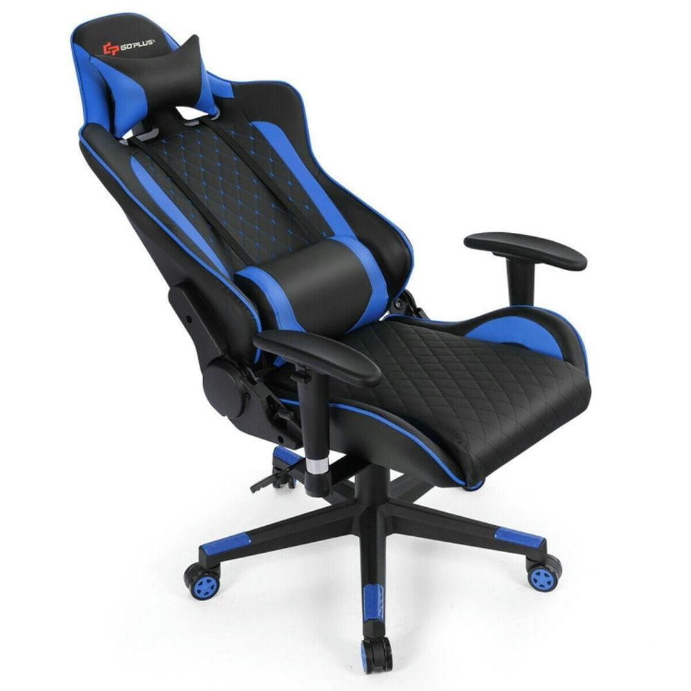 Hommoo Gaming Chair Computer Chair Office Chair Massage Gaming Chair with Lumbar Support and Headrest-Blue Image 3