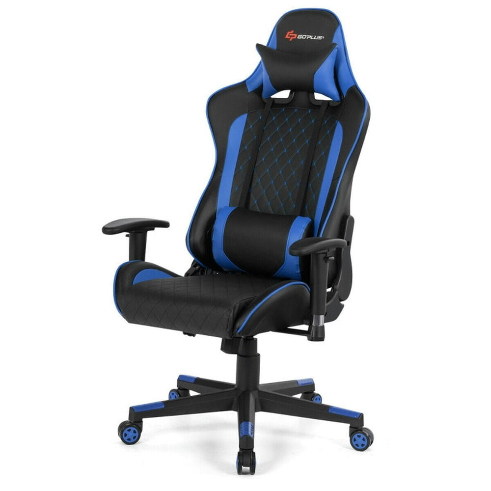 Hommoo Gaming Chair Computer Chair Office Chair Massage Gaming Chair with Lumbar Support and Headrest-Blue Image 4