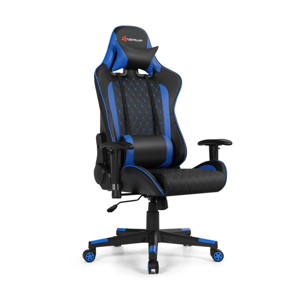 Hommoo Gaming Chair Computer Chair Office Chair Massage Gaming Chair with Lumbar Support and Headrest-Blue Image 4