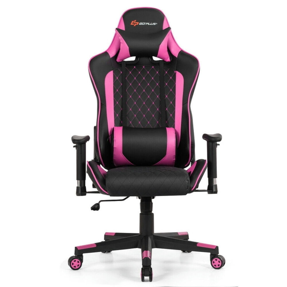 Hommoo Gaming Chair Computer Chair Office Chair Massage Gaming Chair with Lumbar Support and Headrest-Pink Image 1