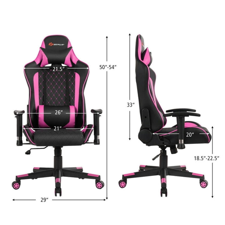 Hommoo Gaming Chair Computer Chair Office Chair Massage Gaming Chair with Lumbar Support and Headrest-Pink Image 6