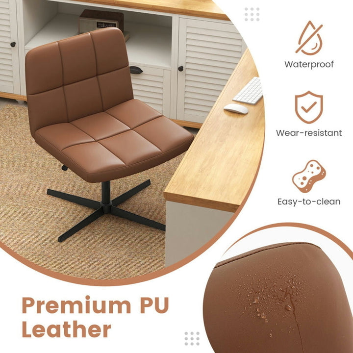 Hommoo Gaming Chair PU Leather Upholstered Cross-legged Office Chair with Oversized U-shaped Seat for Home Office Make Image 4