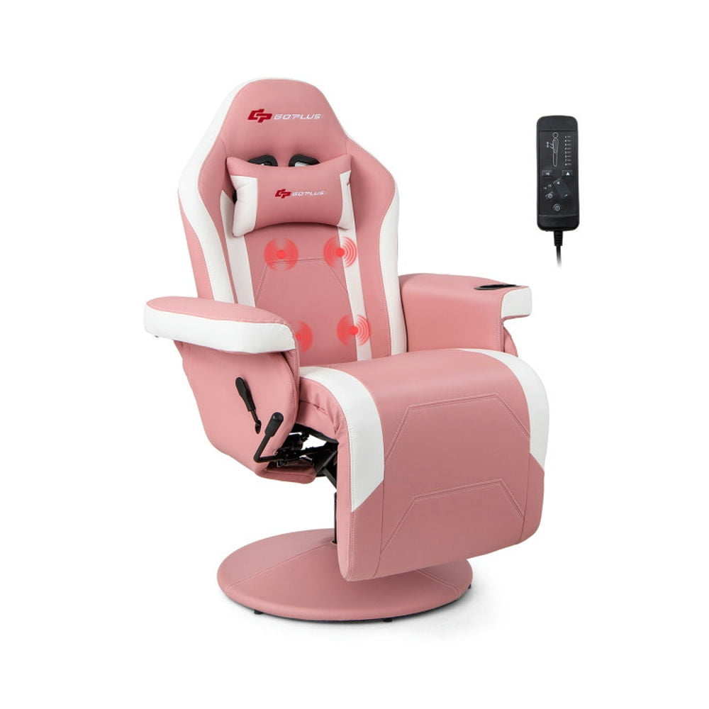 Hommoo Gaming Chair,Ergonomic Computer Chair,Massage Video Gaming Recliner Chair with Adjustable Height-Pink Image 1