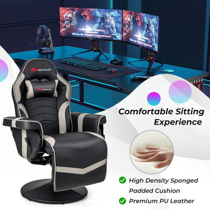 Hommoo Gaming Chair,Ergonomic Computer Chair,Massage Video Gaming Recliner Chair with Adjustable Height-Gray Image 4