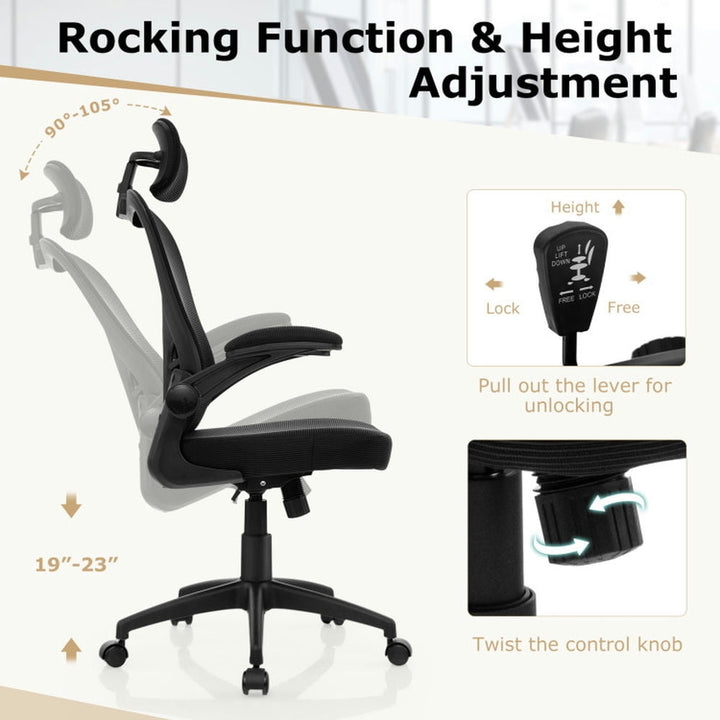 Hommoo Gaming Chair,Ergonomic Computer Chair,Ergonomic Mesh Office Chair with Adjustable Height for Home Office-Black Image 4