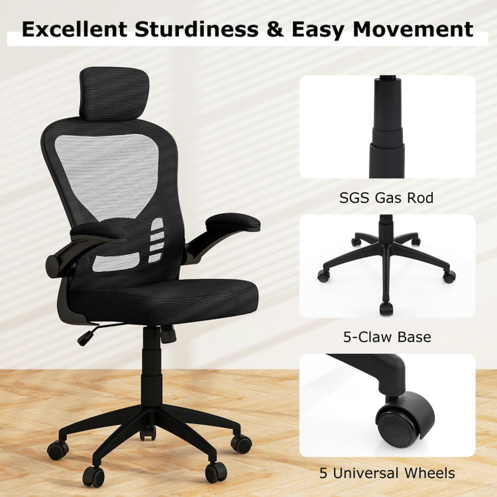 Hommoo Gaming Chair,Ergonomic Computer Chair,Ergonomic Mesh Office Chair with Adjustable Height for Home Office-Black Image 6