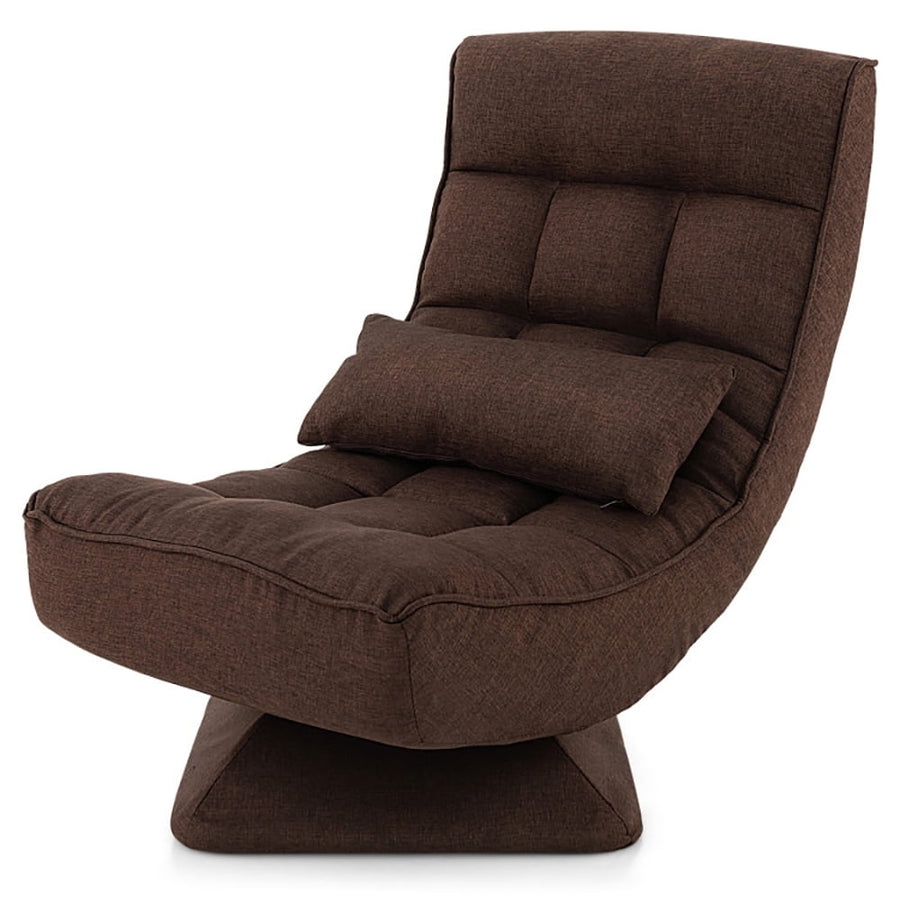 Hommoo 5-Level Adjustable 360  Swivel Floor Chair with Massage Pillow-Brown Image 1