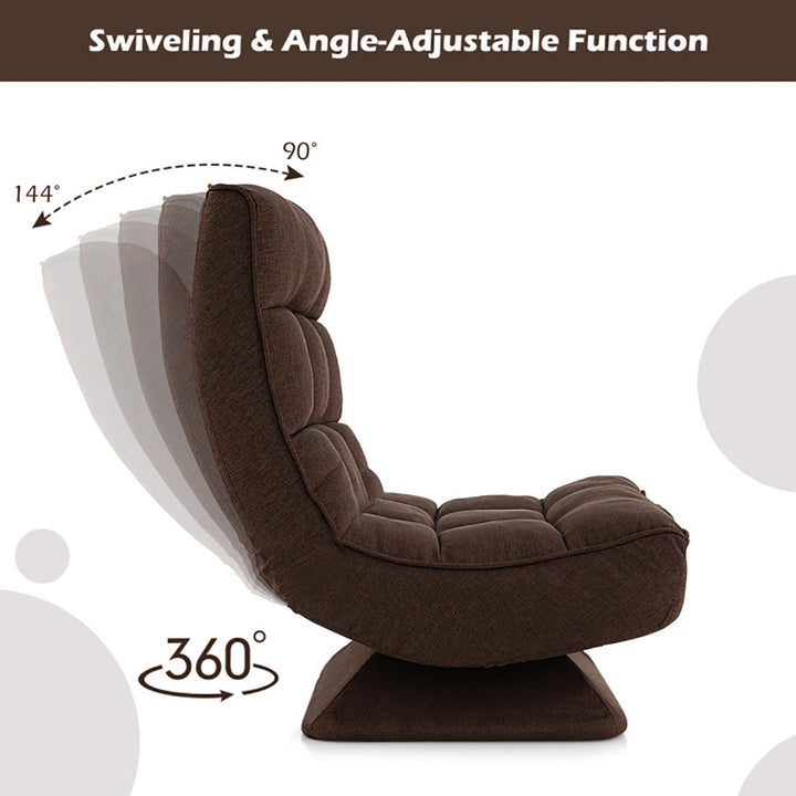 Hommoo 5-Level Adjustable 360  Swivel Floor Chair with Massage Pillow-Brown Image 2