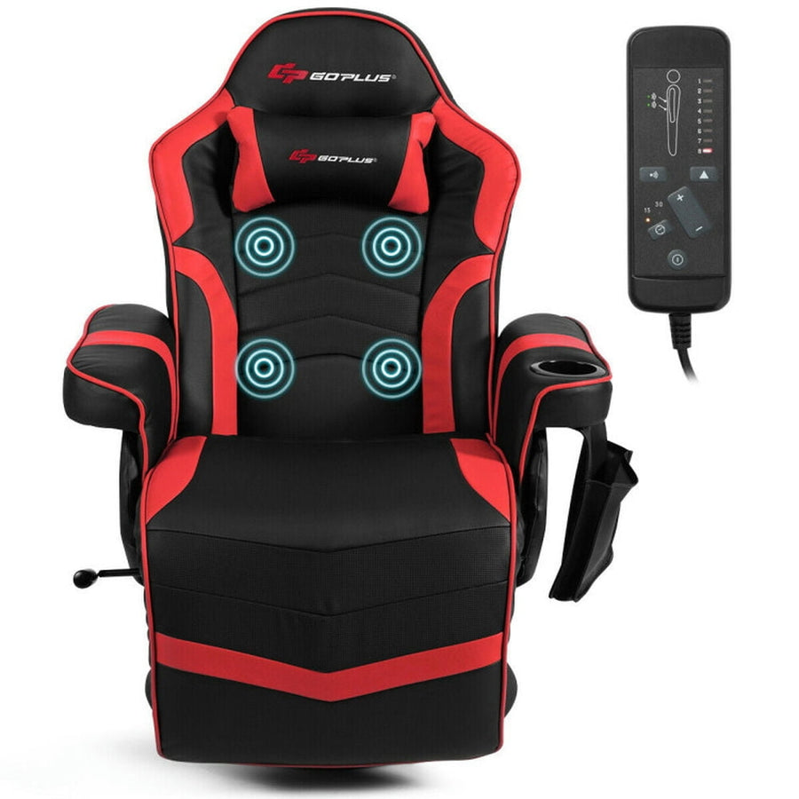 Hommoo Gaming Chair Computer Chair Office Chair Ergonomic High Back Massage Gaming Chair with Pillow-Red Image 1