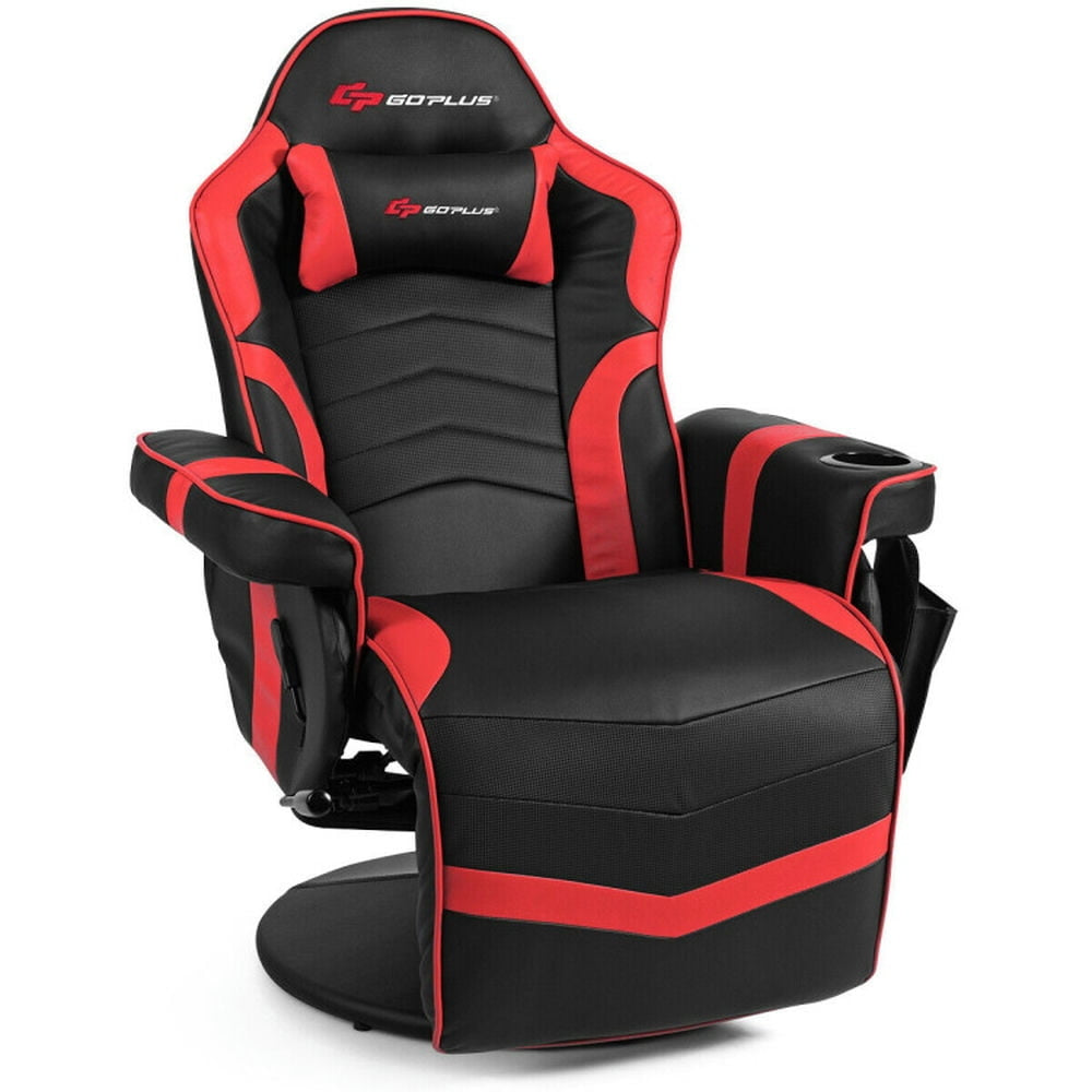 Hommoo Gaming Chair Computer Chair Office Chair Ergonomic High Back Massage Gaming Chair with Pillow-Red Image 2